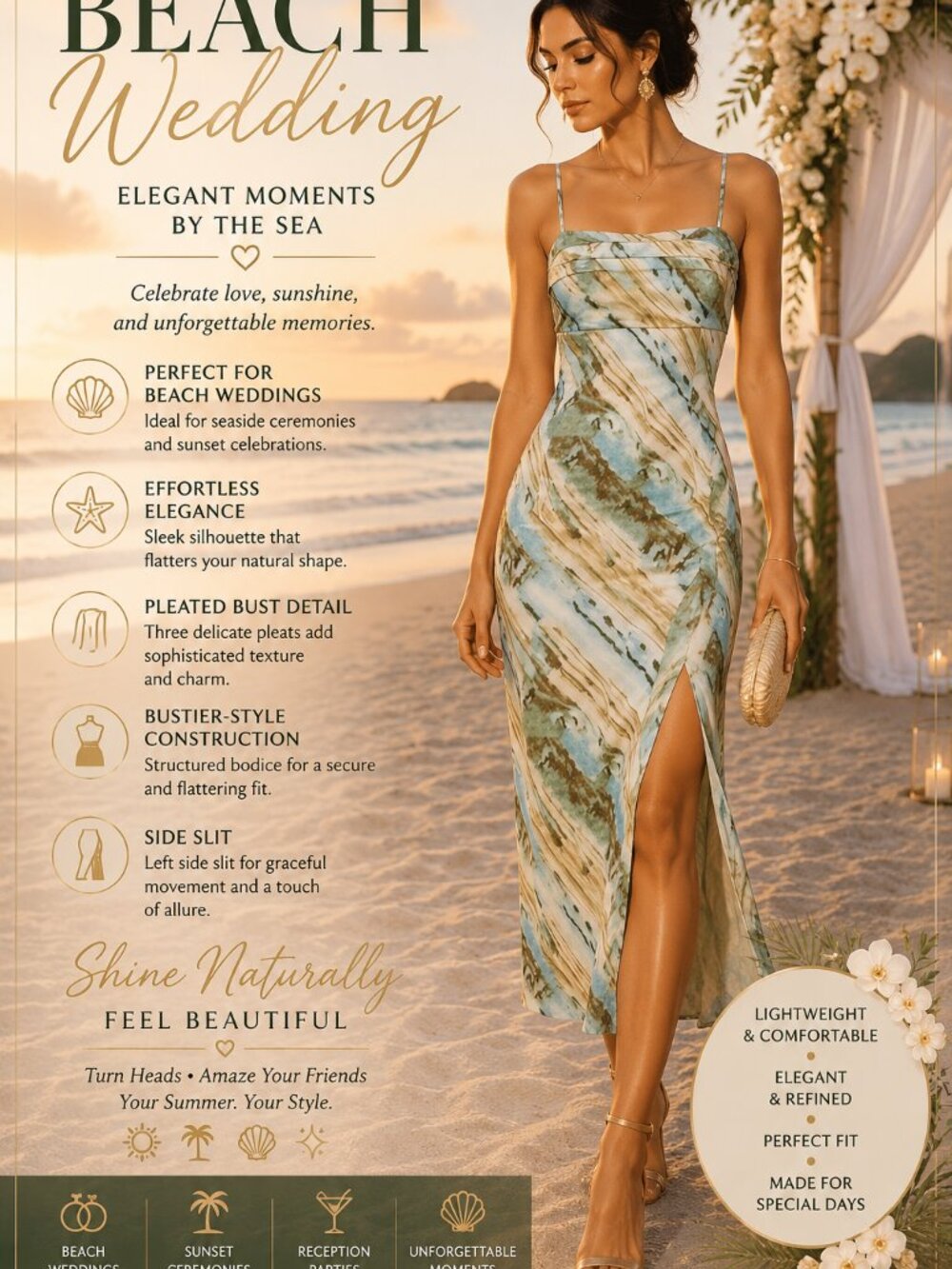 New-SHEIN -XS- Midi Dress "Beach Wedding"